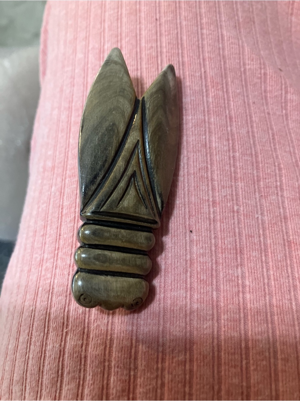 Vintage Galalith cicada bug pin brooch French good luck